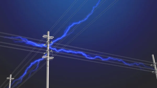 Lignes Électriques Haute Tension Poteaux Électriques — Photo