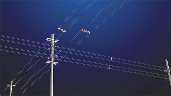 Hochspannungsleitungen Strommasten — Stockfoto