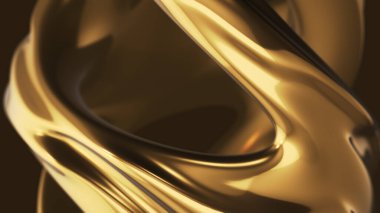 Altın dalgalarının soyut 3d illüstrasyonu