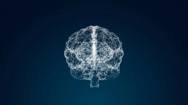 Linie Splotu Kropki Tworzące Ludzki Mózg — Zdjęcie stockowe