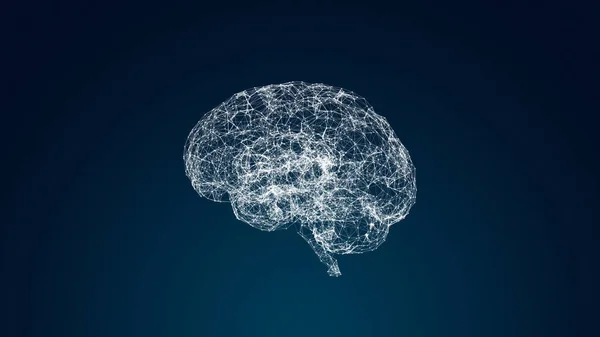 Linie Splotu Kropki Tworzące Ludzki Mózg — Zdjęcie stockowe