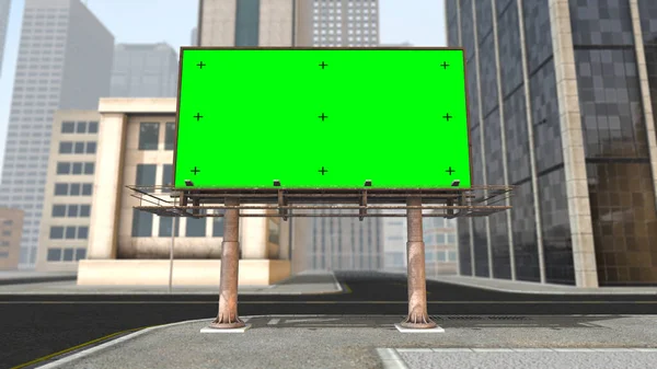 带有绿色屏幕和彩色键跟踪标记的告示牌 — 图库照片