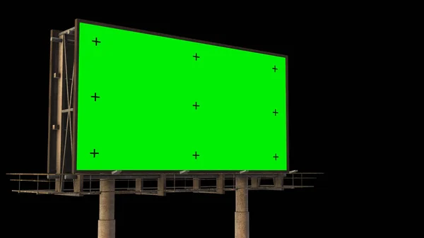 Znaczniki Śledzenia Klucza Chroma Billboardzie Zielonym Ekranem — Zdjęcie stockowe