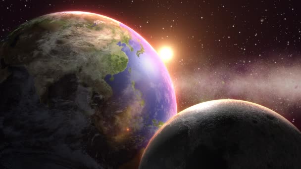 Erde Und Mond Orbit — Stockvideo