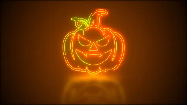Halloween Dýně Neonovými Světly — Stock fotografie