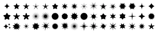 Yıldız simgeleri kümesi. Siyah yıldız kümesi şekil sembolü. Vektör