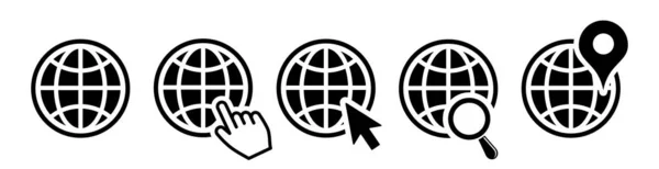 Web simge seti. İnternet simgesi seti. Web tıklama simgeleri. Web simgeleri araması. Küresel simgeler. Konum simgesine sahip Dünya.