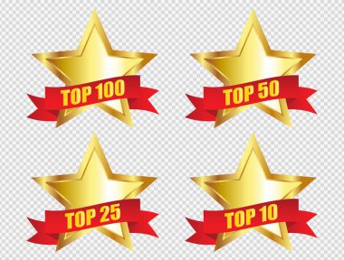 En iyi 100,50,25,10 reyting yıldızı. Reklam. Altın yıldız ödülü.