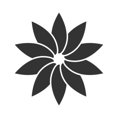 Beyaz arkaplanda siyah çiçek simgesi izole edildi 