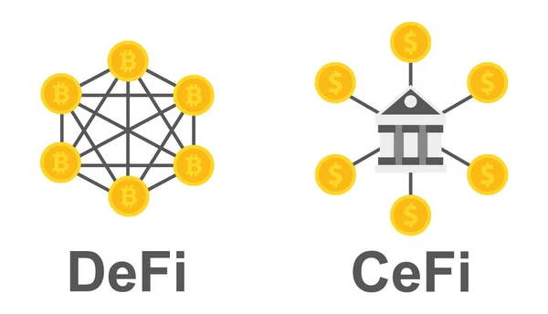 Decentralized Finance Centralized Finance Defi Cefi Vector Illustration — Stock Vector