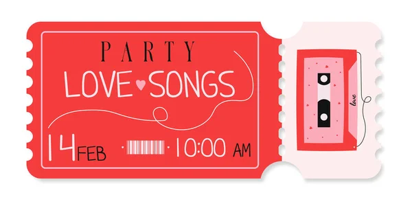 Sevgililer günü partisi bileti. Vektör illüstrasyonu.