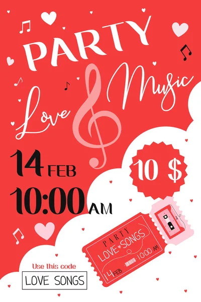 Sevgililer Günü Dans Partisi. Müzikal Sevgililer Günü Partisi Posterleri. Aşk Partisi.