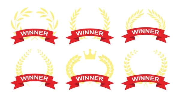 Laurel kırmızı kurdele ile sıralanıyor. Kazanan. Vektör
