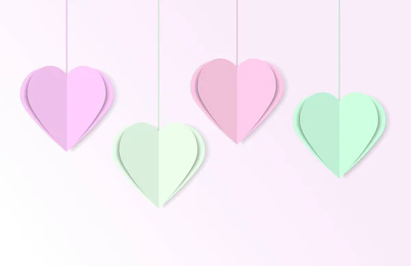 Kâğıt kalpler. Sevgililer günü kartı. vektör
