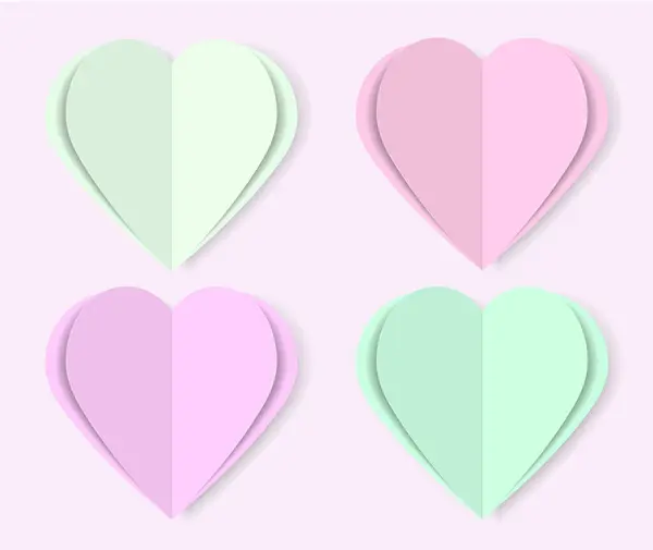 Kâğıt kesiği kalpler. vektör illüstrasyonu