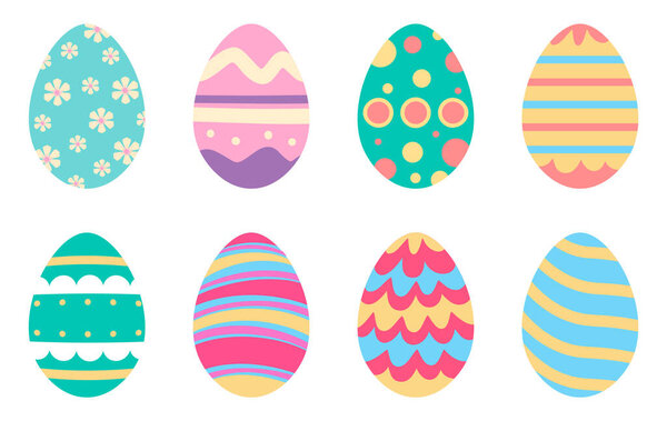 Set of easter eggs. Easter eggs with varied design