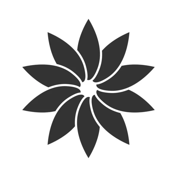 Beyaz arkaplanda siyah çiçek simgesi izole edildi 