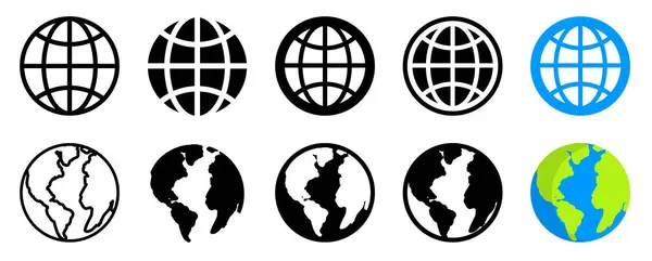 Dünya ikonu. Web simgesi seti. İnternet simgesi seti. Küresel sembol seti.