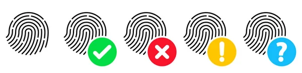 Parmak izi ikonu. Parmak izi kabul edildi ve reddedildi. Güvenli Erişim Kontrolü için Elektronik Sensör tabanlı Biyometrik Yetkilendirme