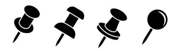 Kağıt ataç sembolü seti. Kağıt uyarısı için Pushpin. Pin simgesi koleksiyonu. Vektör