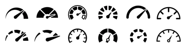 Collection Speedometers Icons Vector Illustration — Stock Vector
