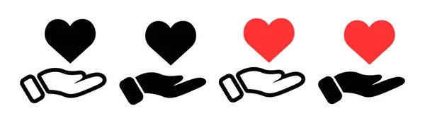 Eller ve Kalp Tutma Sembolleri. Kalp Şefkatli Simge Alanı. Kalp El Simgeleri Koleksiyonu.