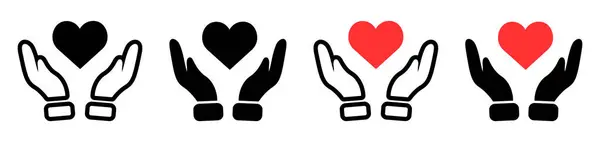 Eller ve Kalp Tutma Sembolleri. Kalp Şefkatli Simge Alanı. Kalp El Simgeleri Koleksiyonu.