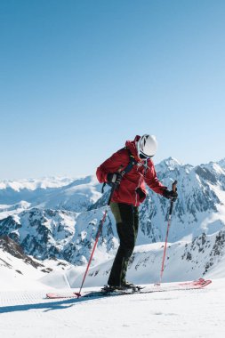 Solo Skier on French Pyrenees Tourmalet Slopes clipart