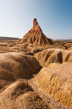 Navarra 'nın Bardenas Reales' inde görkemli çöl manzaraları.