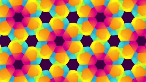 Αφηρημένη Πολύχρωμη Εξάγωνο Τετράγωνο Γεωμετρικό Αδιάλειπτη Μοτίβο Συμμετρική Μόδα Καλειδοσκόπιο — Αρχείο Βίντεο