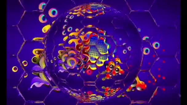 Abstracte Fractal Achtergrond Kleurrijke Illustratie Van Een Bol Van Verschillende — Stockvideo