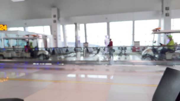 Rallentatore Filmati Sfocati Della Sala Attesa Dell Aeroporto Termina Con — Video Stock