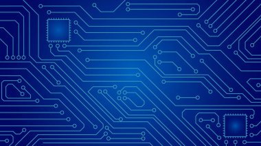 Mavi devre kartı arkaplan görüntüsü. Ultra Yüksek Çözünürlük. 4K