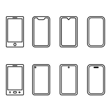 akıllı telefon seti, cep telefonu, akıllı telefon, tablet ve diğer vektör simgeleri.