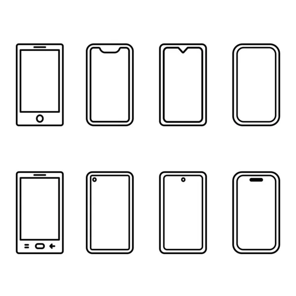 Set Smartphones Mobiele Telefoon Smartphone Tablet Andere Vectorpictogrammen — Stockvector