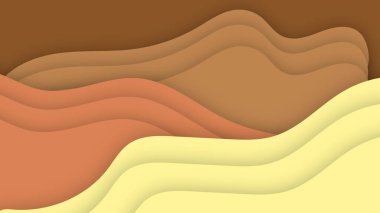kahverengi, turuncu, sarı, basit ve temiz dalga kağıdı soyut arkaplan illüstrasyonunu kes.