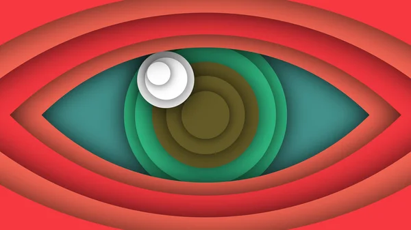Rot Grün Sauber Augenform Papier Geschnitten Abstrakte Hintergrund Illustration — Stockvektor
