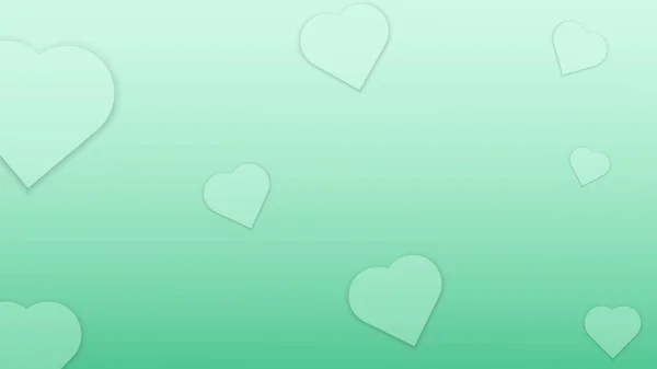 Green Heart Shaped Paper Cut Valentines Day Background — Stock Vector