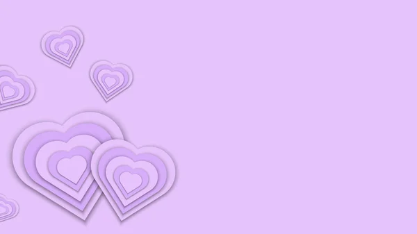 Viola Forma Cuore Taglio Carta San Valentino Giorno Sfondo Sovrapposizione — Vettoriale Stock