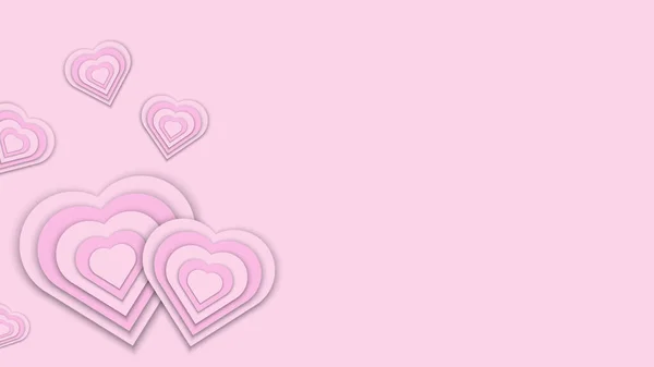 Rosa Corazón Forma Papel Corte San Valentín Día Fondo Superposición — Vector de stock