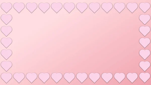 San Valentino Giorno Sfondo Rosa Amore Cuore Cornice — Vettoriale Stock