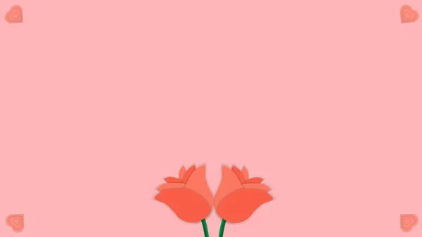Валентинка Красный Фон Розой Сердцем Стиле Покроя Бумаги — стоковый вектор