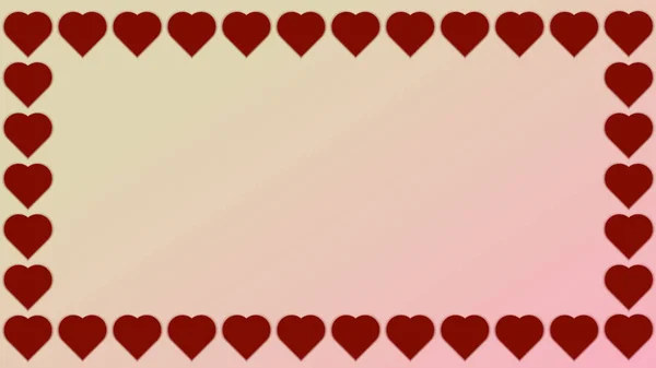 Valentines Jour Fond Rouge Amour Coeur Cadre — Image vectorielle
