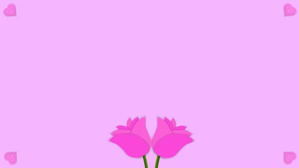 Sfondo Rosa San Valentino Con Rosa Cuore Stile Taglio Carta — Vettoriale Stock