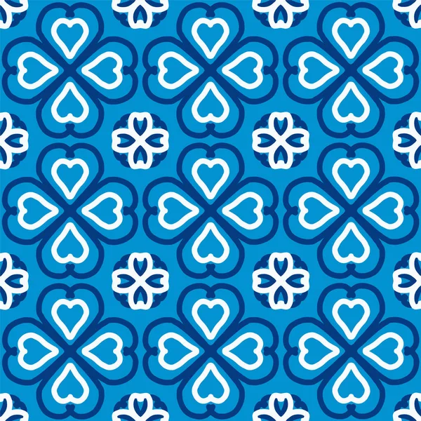 Σύγχρονη Αφηρημένη Αδιάλειπτη Μοτίβο Μπλε Floral Σχήματα Για Ρούχα Ύφασμα — Διανυσματικό Αρχείο