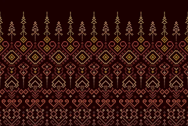 Cross Stitch Geometric Ethnic Patterns Design Saree Patola Sari Dupatta — Vetor de Stock