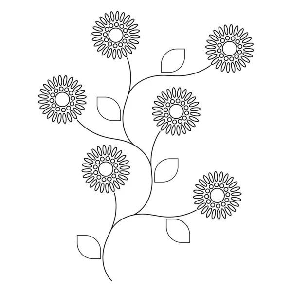 Λουλούδια Μίσχους Και Φύλλα Clip Art Διαχωριστικό Γραμμή — Διανυσματικό Αρχείο