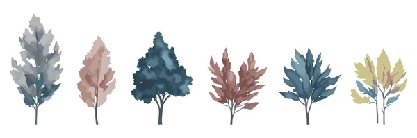 白色背景上的矢量手绘树水彩画 — 图库矢量图片