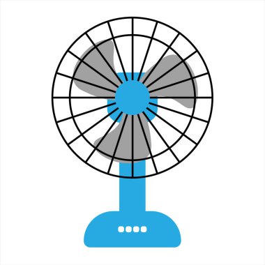 Beyaz arka planda düz elektrik fan çizimi, buzdolabı klipsi sanatı, 