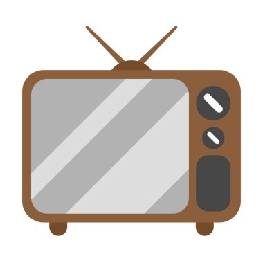 beyaz arkaplanda düz eski televizyon illüstrasyonu, buzdolabı klipsi sanatı, 